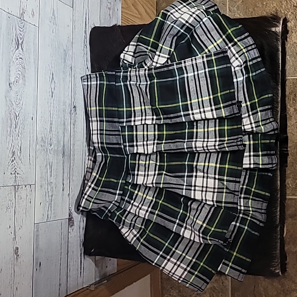Donald Seneca Mini Green Plaid Sexy School Girls Velcro Wrap Skirt Sz 6